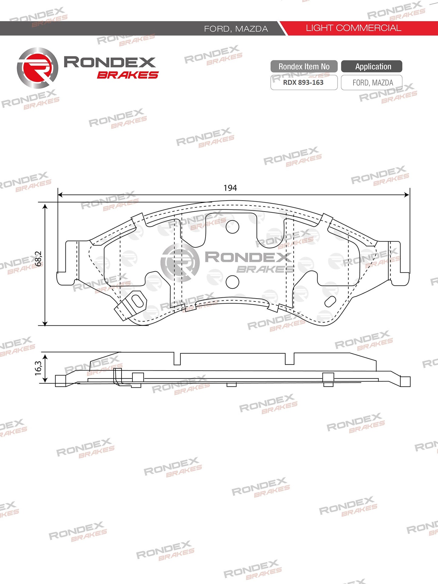 FORD RANGER, MAZDA BT50 II NEW MODEL RDX 893-163