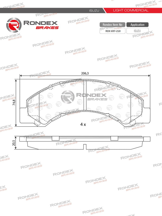 ISUZU NPR, NQR (16.5” Wheel) RDX 697-210