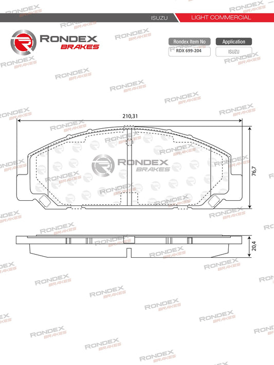 ISUZU NPR, NQR, NKR, NPS, NMR, NLR RDX 699-204