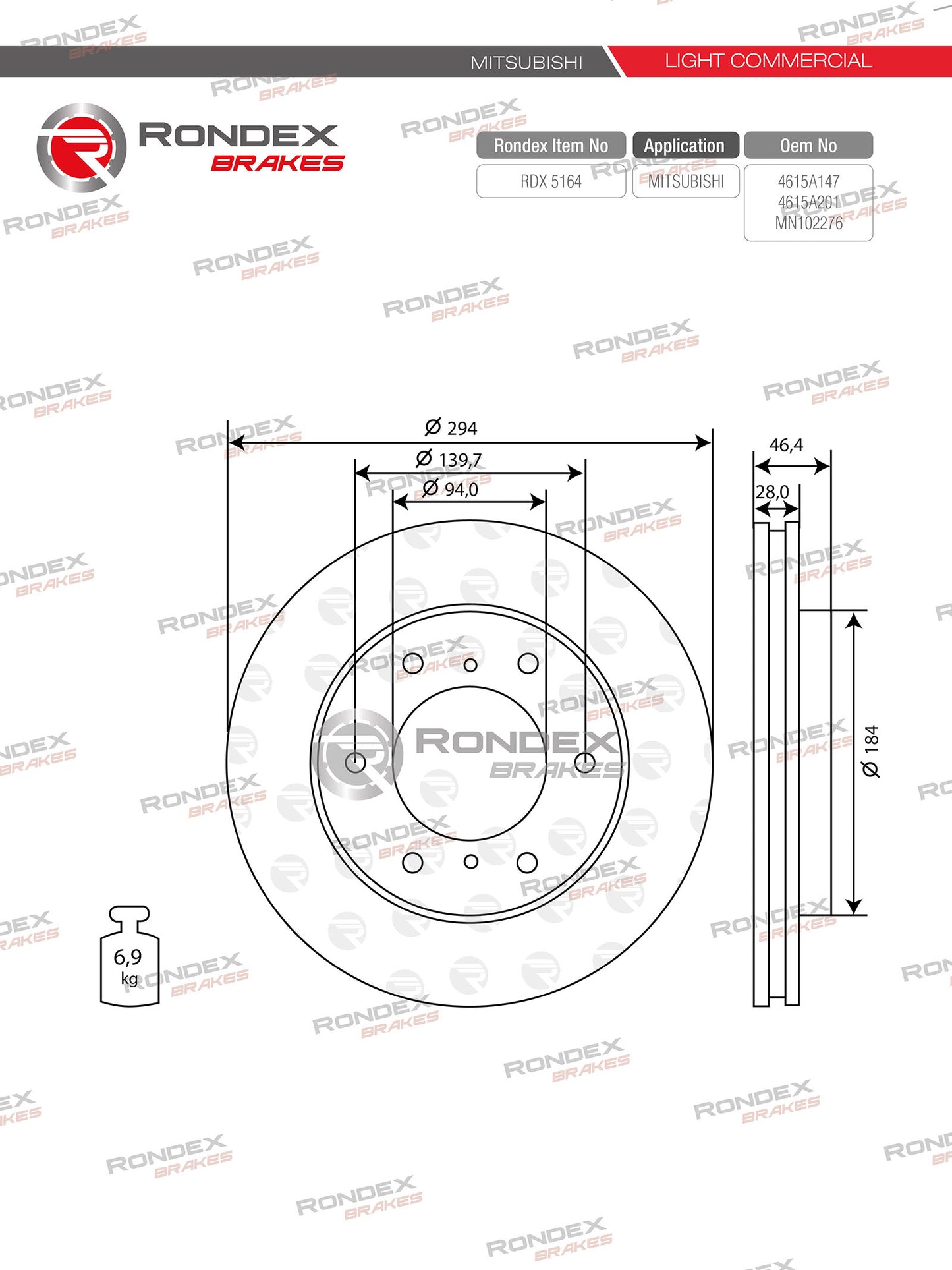 FIAT FULLBACK, MITSUBISHI PAJERO, TRITON (FR) RDX 5164