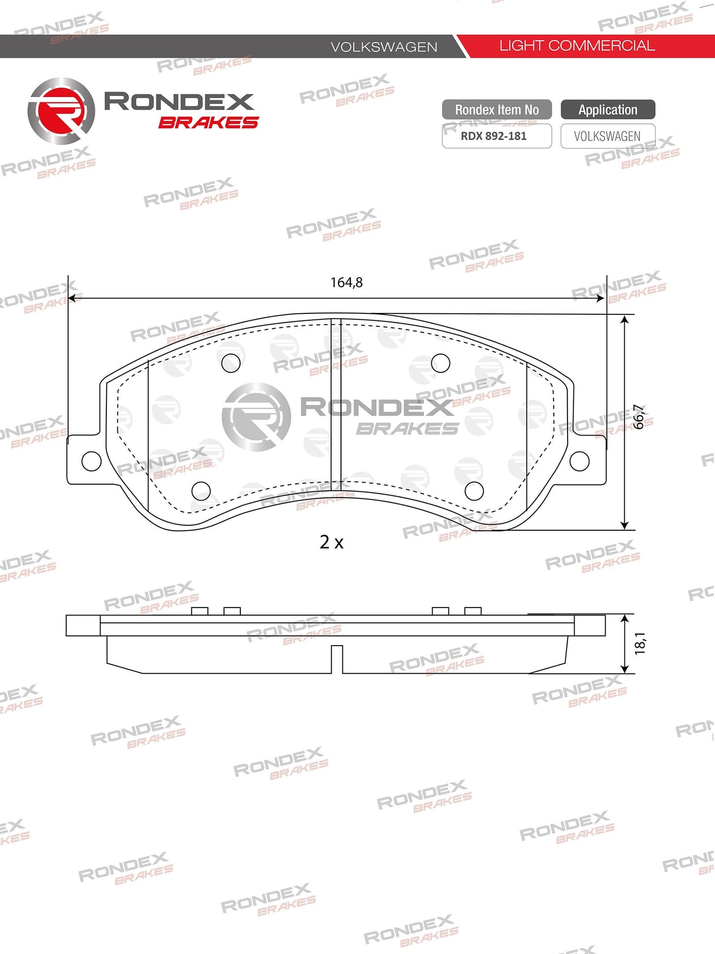 VW AMAROK (2.0TDi, 2.0TSi, 3.0TDi) RDX 892-181