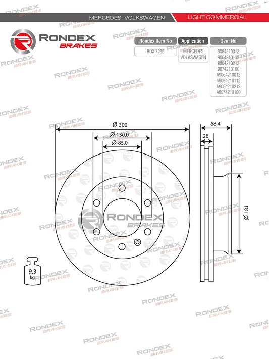 MERC SPRINTER 3.5T, 4.6T, 5T (Single Wheel) (FR) RDX 7255