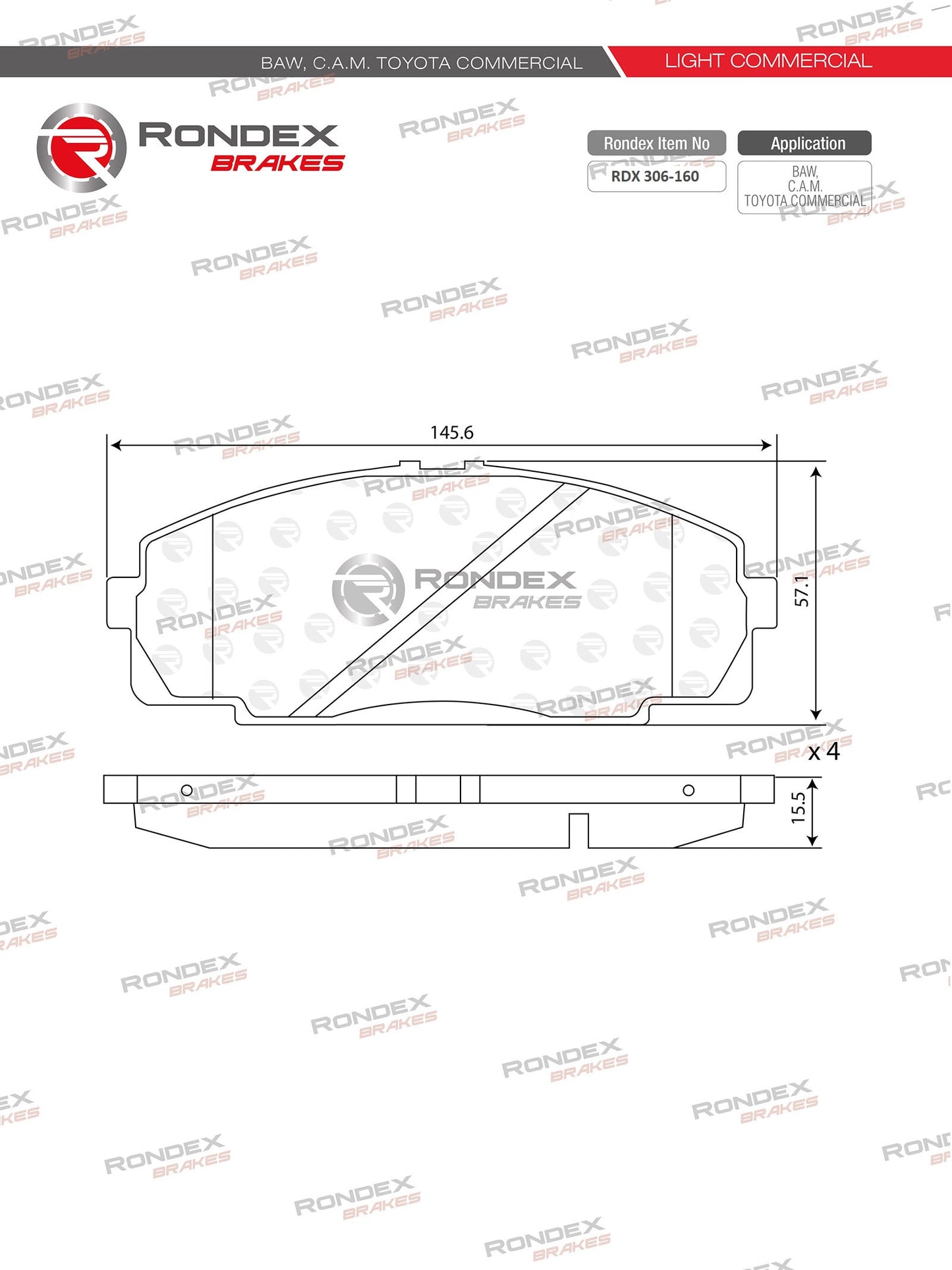 TOYOTA HIACE, QUANTUM (FR) RDX 306-160