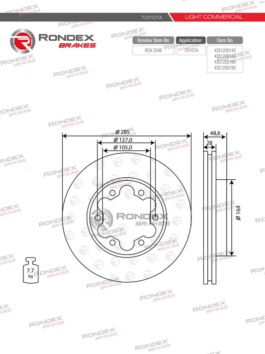 TOYOTA HIACE, QUANTUM (V3, V4, V5) (FR) RDX 5546