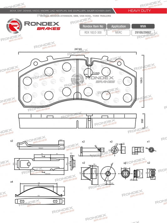 MERC ACTROS, AXOR (FR/RR) RDX 182/2-300