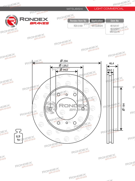 FIAT FULLBACK, MITSUBISHI PAJERO, TRITON (FR) RDX 5164