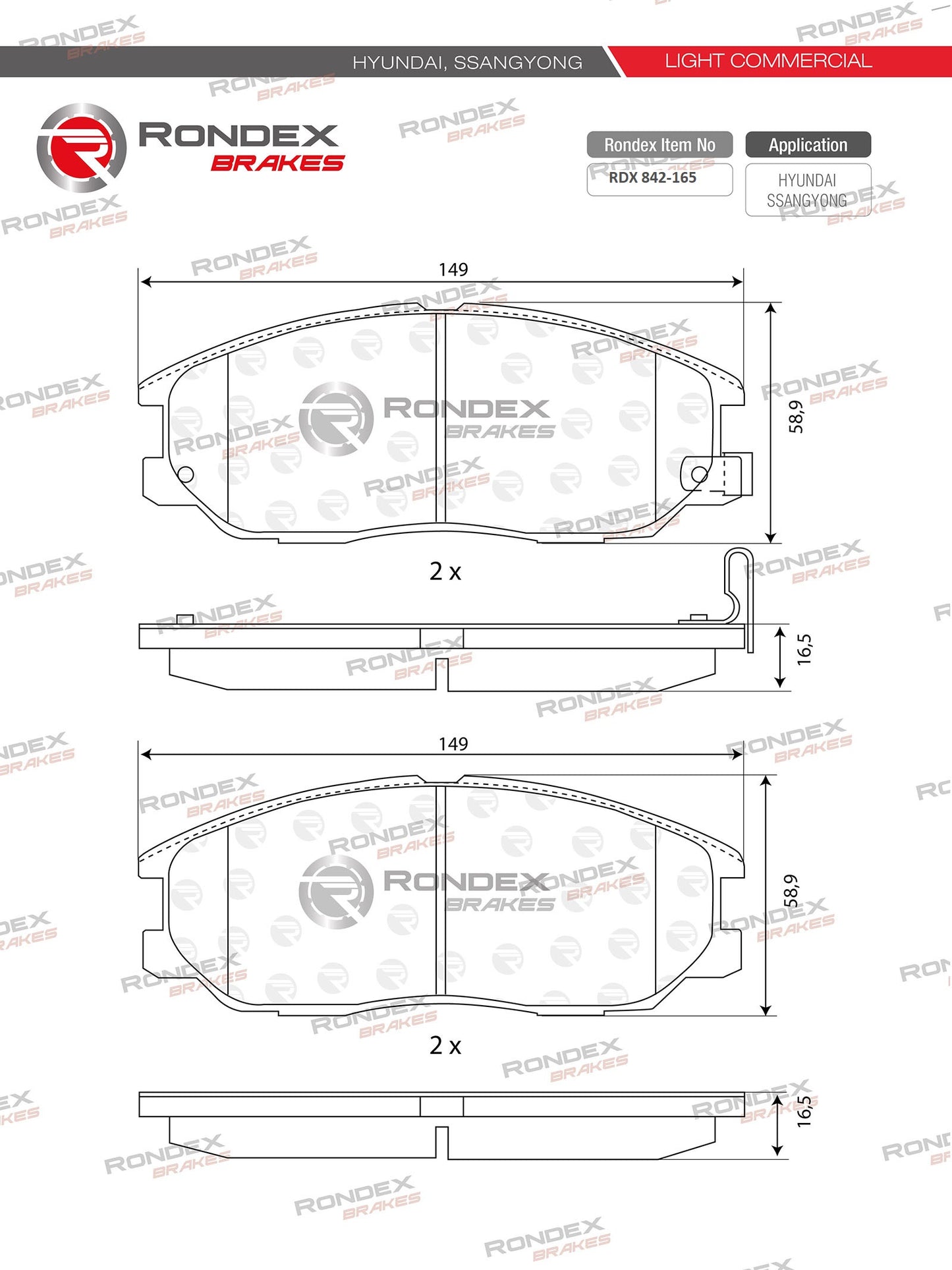 HYUNDAI H1 (2012-2017) (FR) RDX 842-165