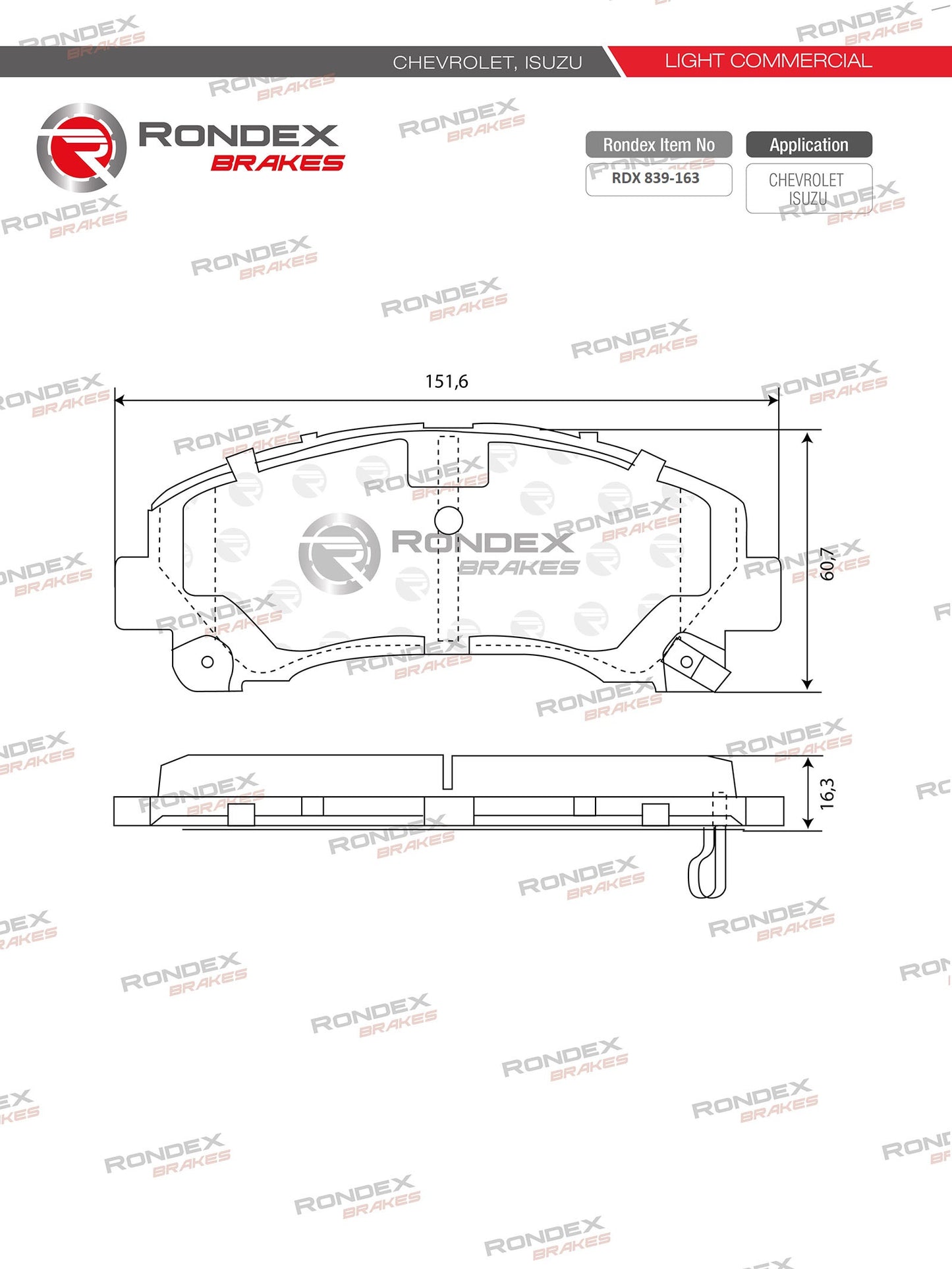 ISUZU DMAX, KB D-TEQ, MU-X, CHEVROLET TRAILBLAZER RDX 839-163