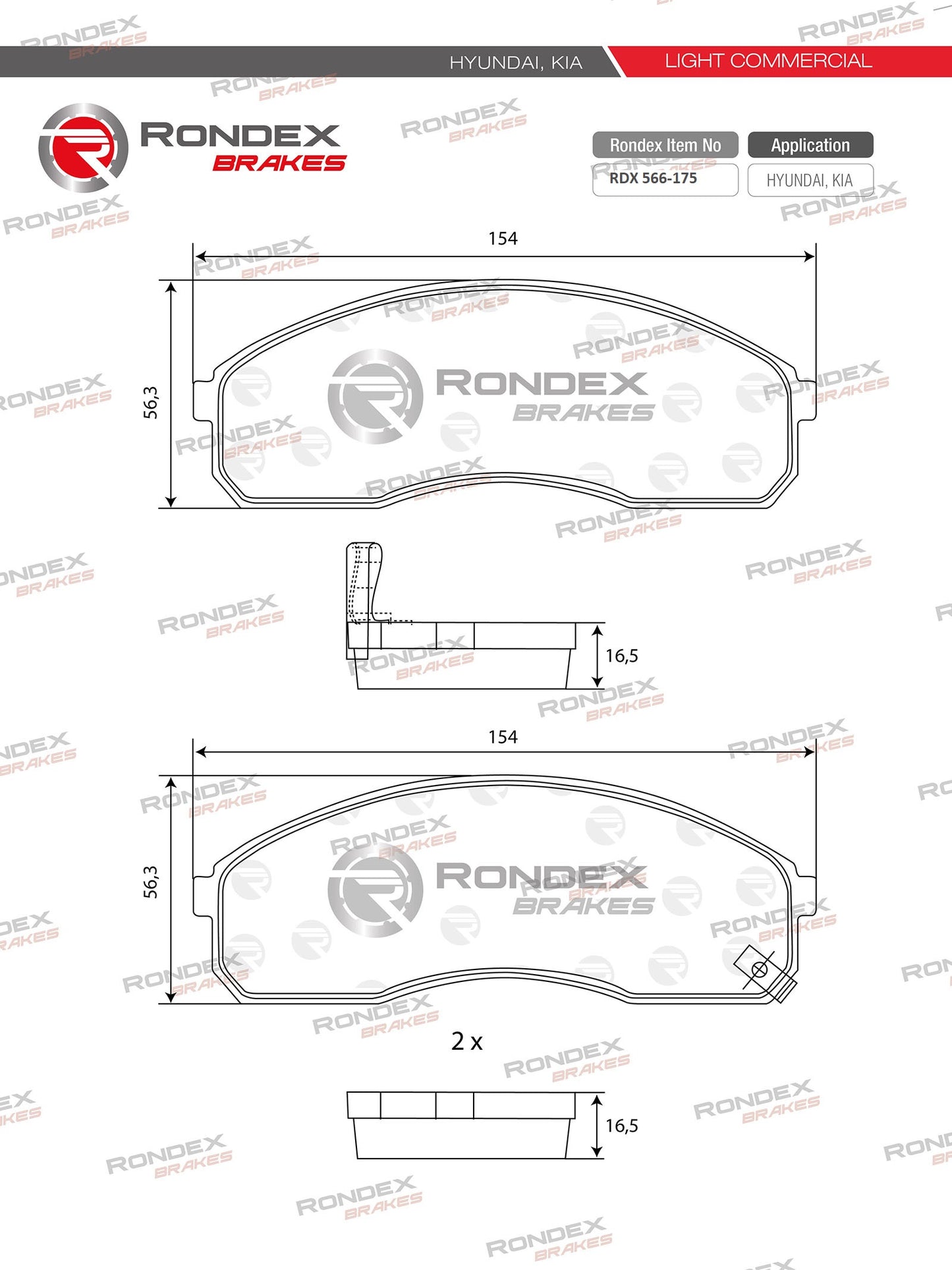 HYUNDAI H100, LDV PICK-UP, KIA CARNIVAL, PREGIO (FR) RDX 566-175