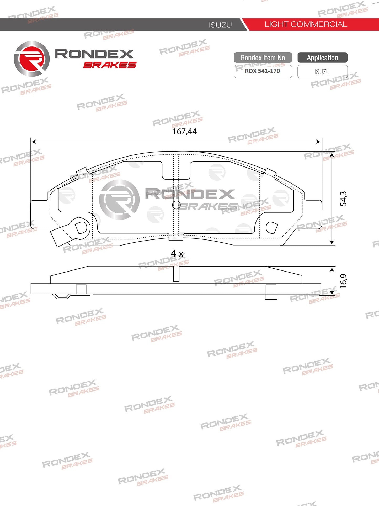 ISUZU KB SERIES 200, 240, 250, 350 RDX 541-170