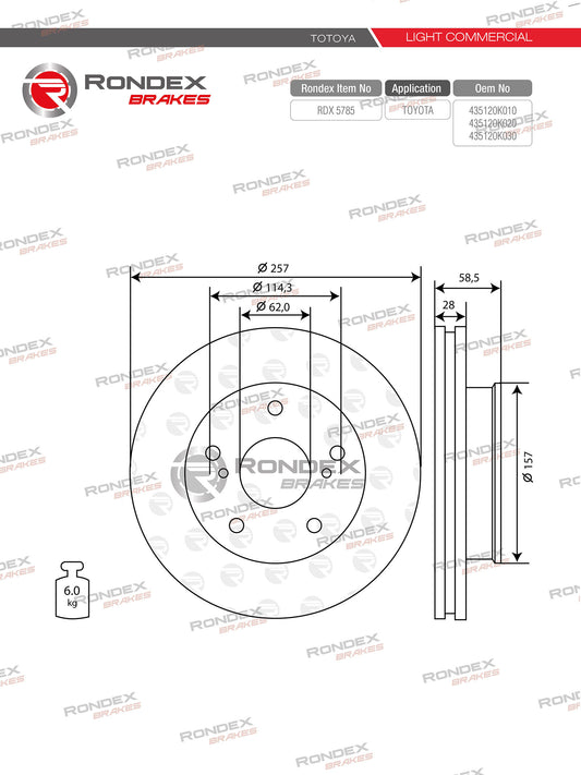 TOYOTA CONDOR, HILUX (V7, V8) (FR) RDX 5785