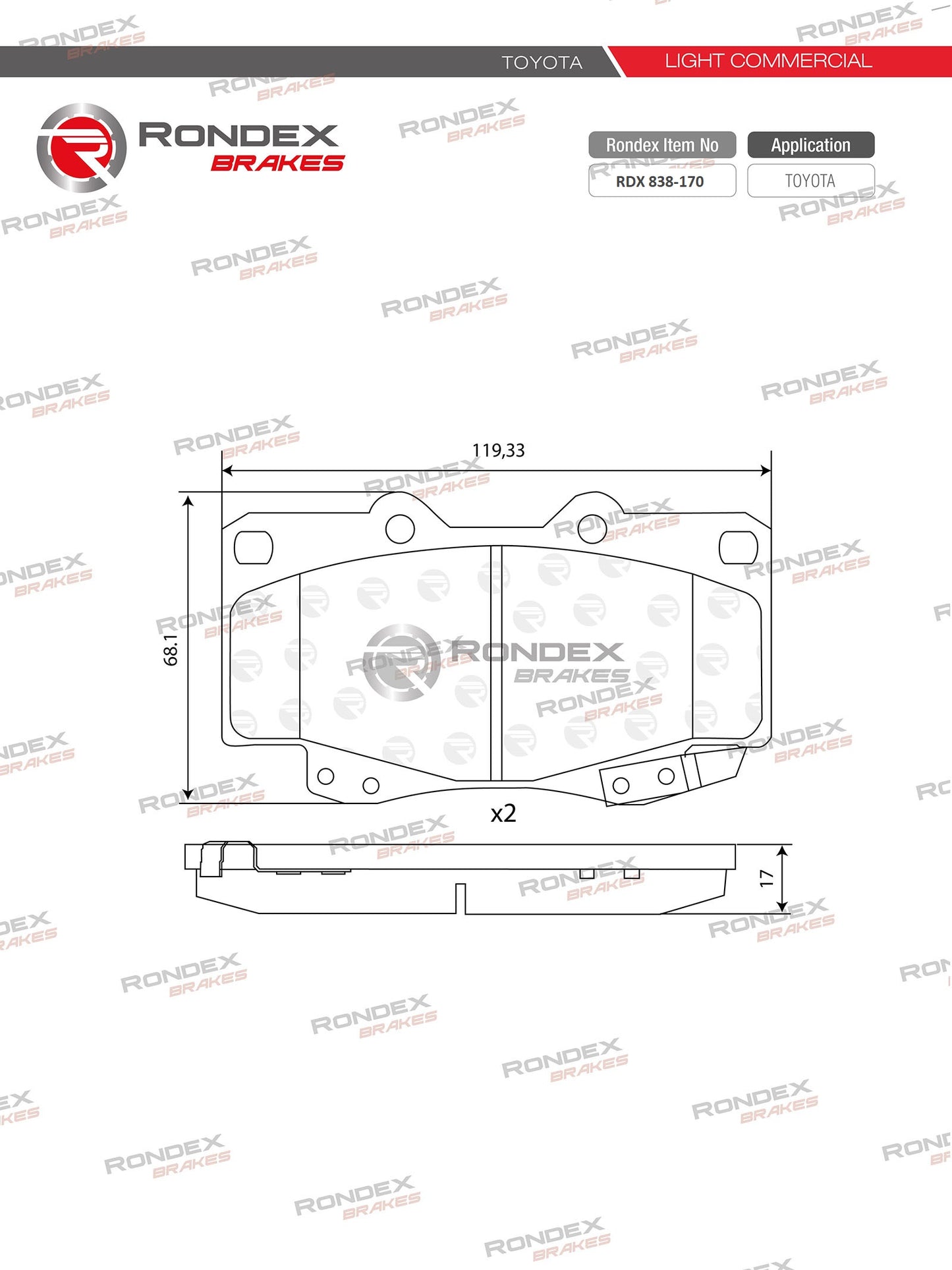 TOYOTA HILUX 2.7 VVTi, 3.0 D-4D, 4.0 V6 (FR) RDX 838-170