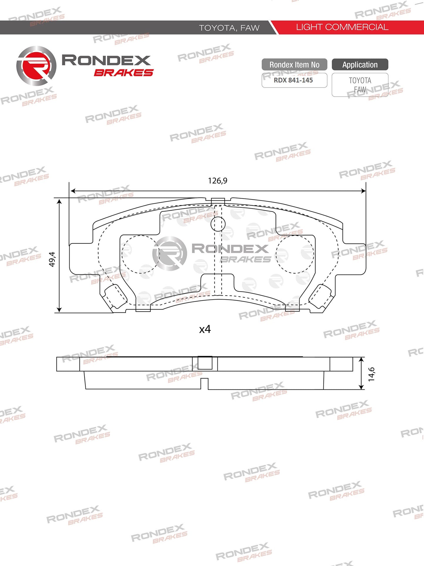 TOYOTA AVANZA, FAW SIRUIS, DAIHATSU TERIOS RDX 841-145