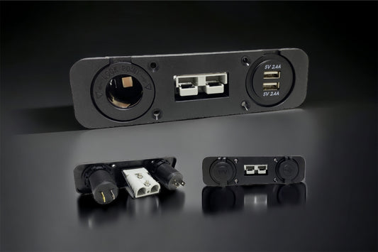 50A Connector Panel - Single with 12V Cigarette Lighter Socket & Dual 2.4A USB Socket