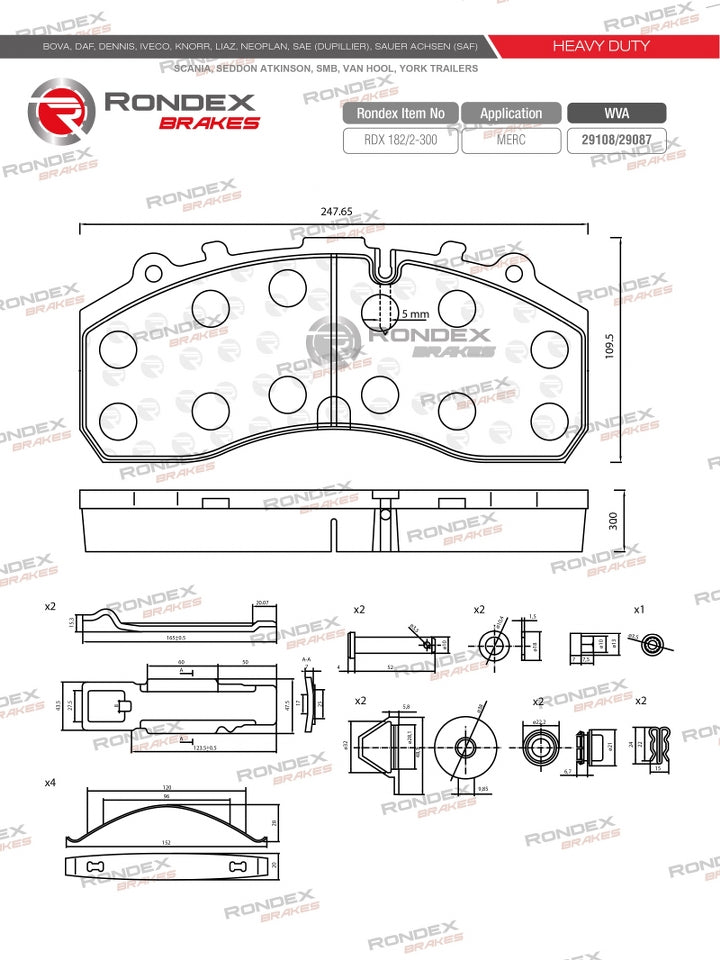 MERC ACTROS, AXOR (FR/RR) RDX 182/2-300